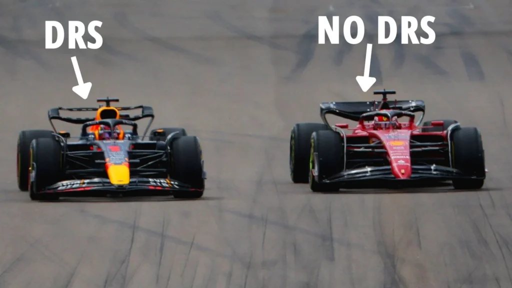 imagem comparativa drs na F1. Imagem do post do site F1 Hoje