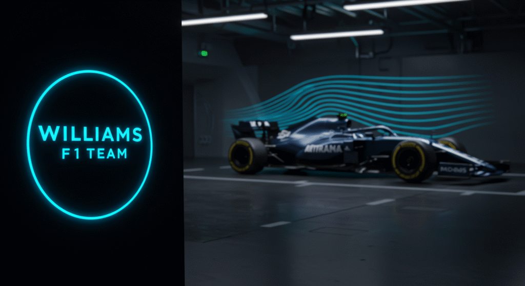 Carro da willians em um tunel de vento. Imagem de post do site F1 Hoje